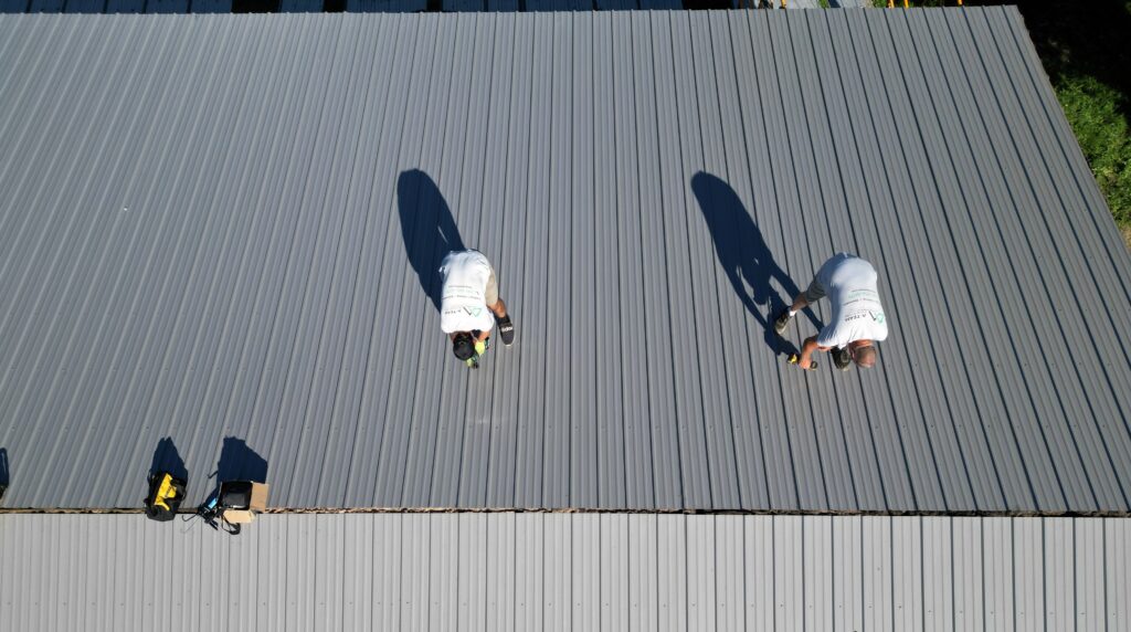 Pro-Rib exposed-fastener metal roofing installed by A-Team Exteriors