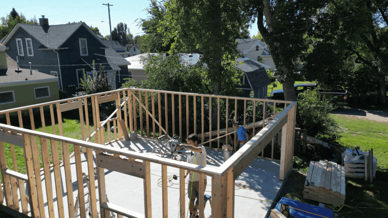 Finishing backyard deck of a home in Wahpeton, ND