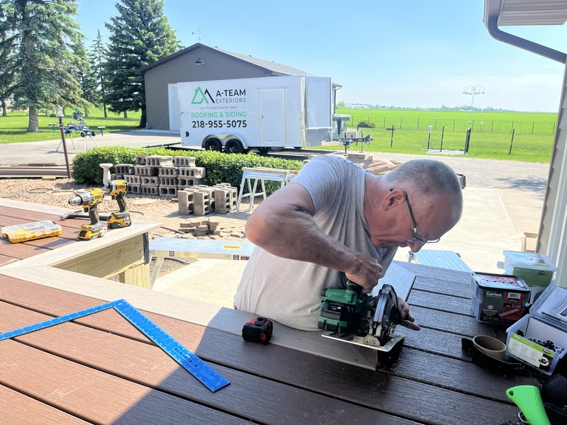 Custom composite deck built by A-Team Exteriors in Breckenridge, MN