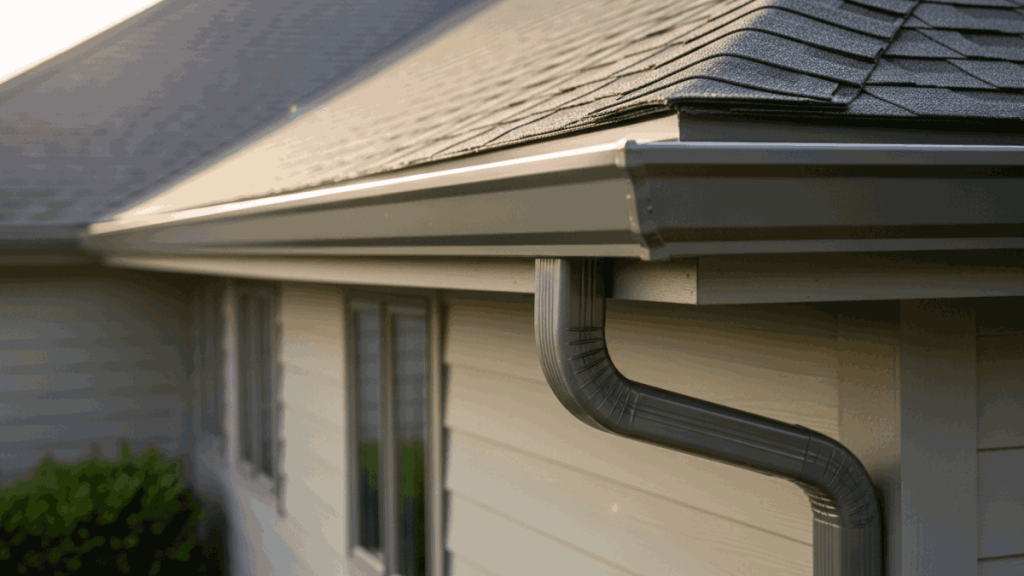 Seamless aluminum gutters installed on a home in Breckenridge, MN