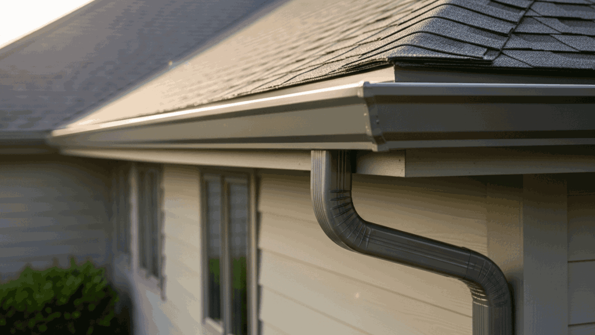 Seamless aluminum gutters installed on a home in Breckenridge, MN